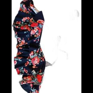 Cocoship Navy Floral Swim Suit Top with Ruffle Size 3XL